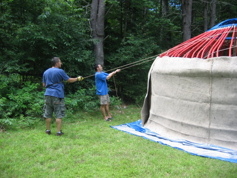 Raising the yurt